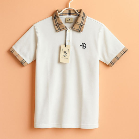 Check Collar Cotton Polo Shirt