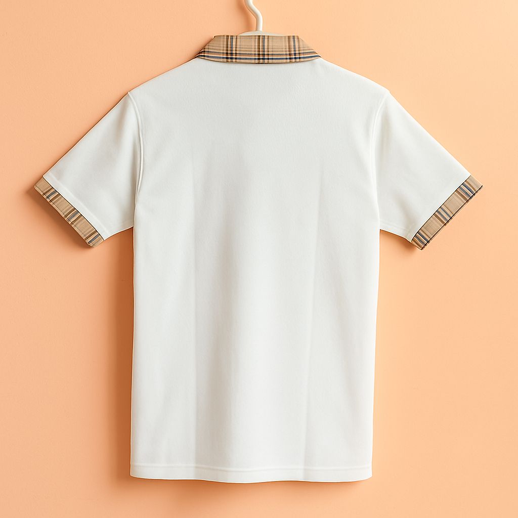Check Collar Cotton Polo Shirt
