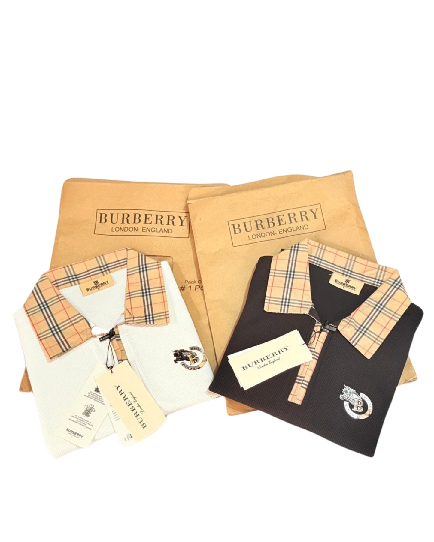 Check Collar Cotton Polo Shirt