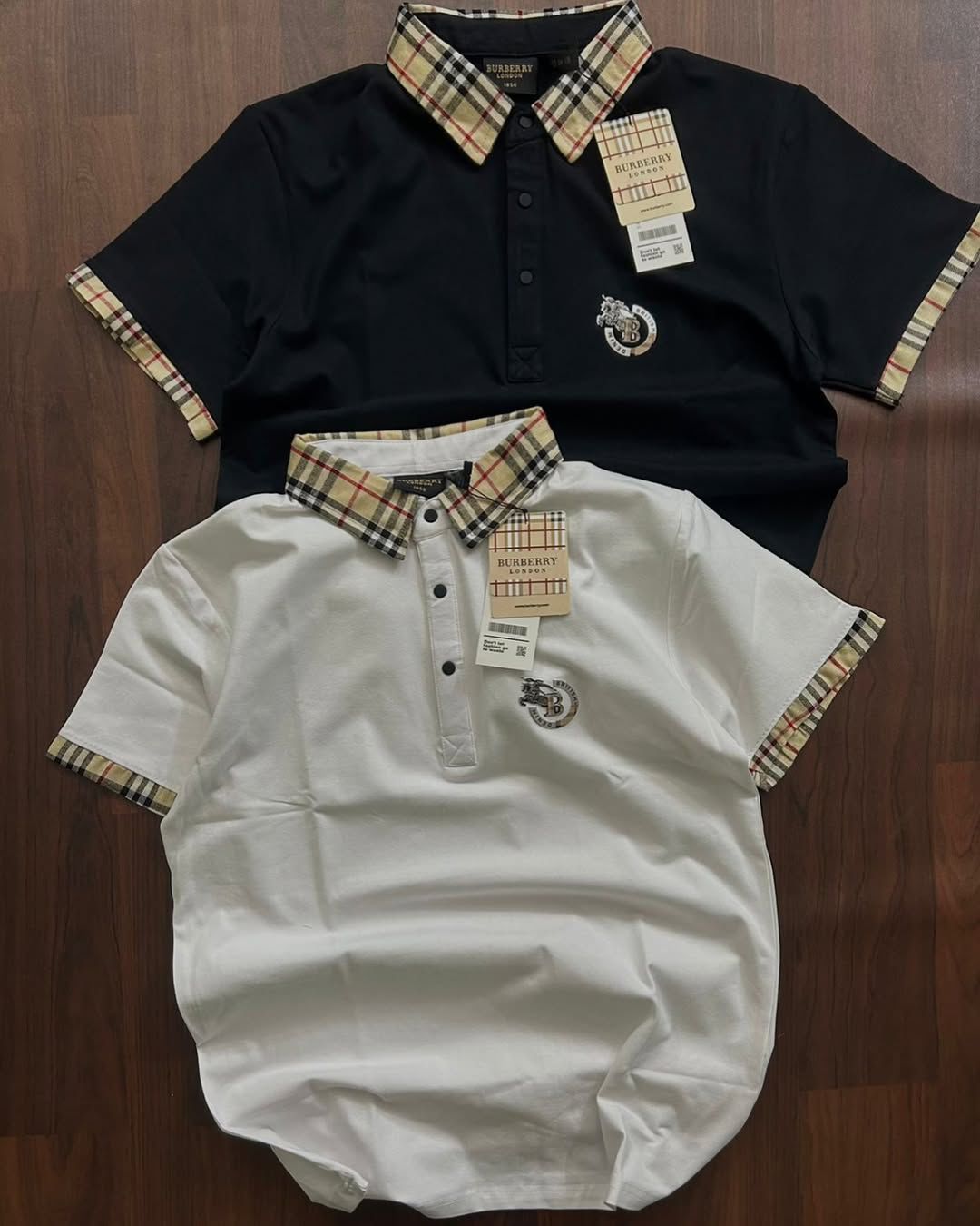 Check Collar Cotton Polo Shirt